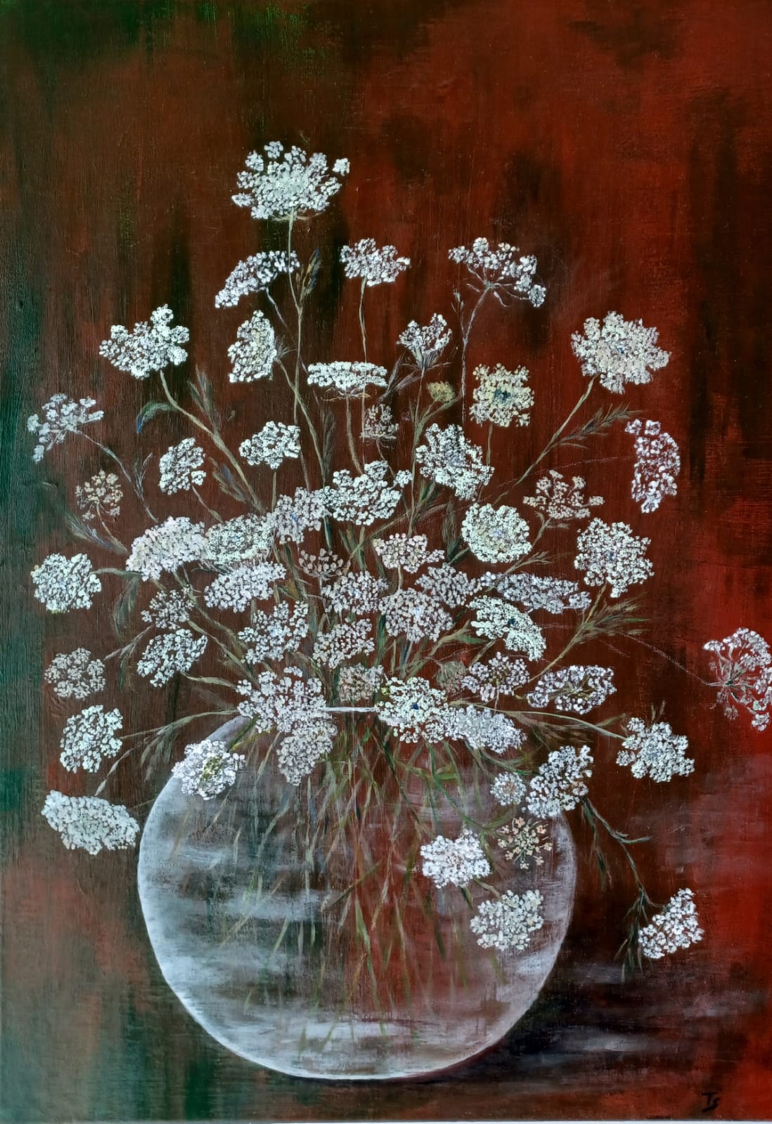 Bouquet de fleurs blanches (acrylique)