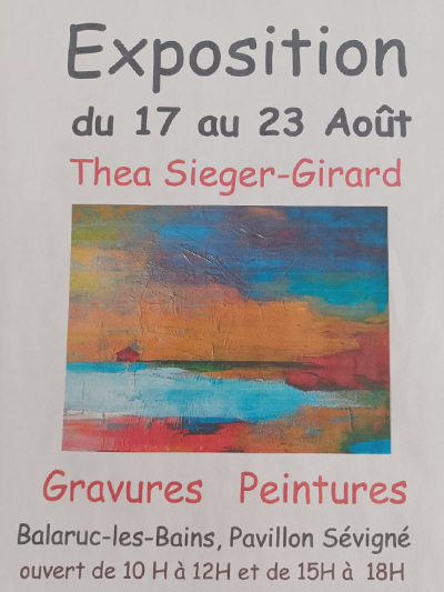Exposition de gravures et peintures de Thea Sieger au Pavillon Sévigné à Balaruc-les-Bains (Hérault)